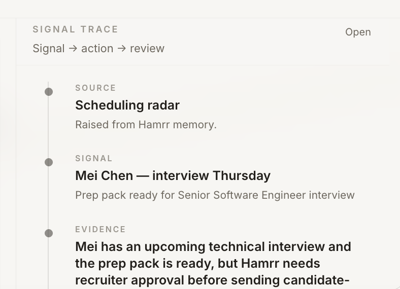 Hamrr memory proposal shown in an approval trace